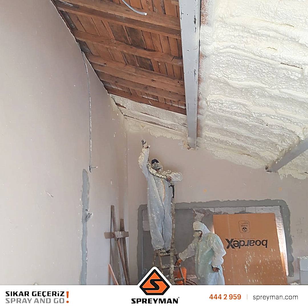 Ahşap Ters Tavan Poliüretan Köpük Isı Yalıtım Uygulamamız..!