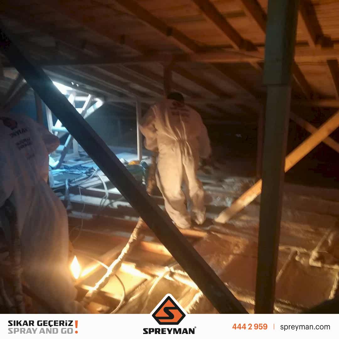 Çatı Arası Zemin Poliüretan Köpük Isı Yalıtım Uygulamamız..!